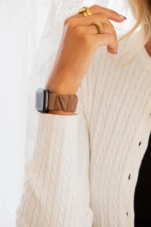 Brown Waffle Scrunchie Band Compatible with Apple Watch Andi