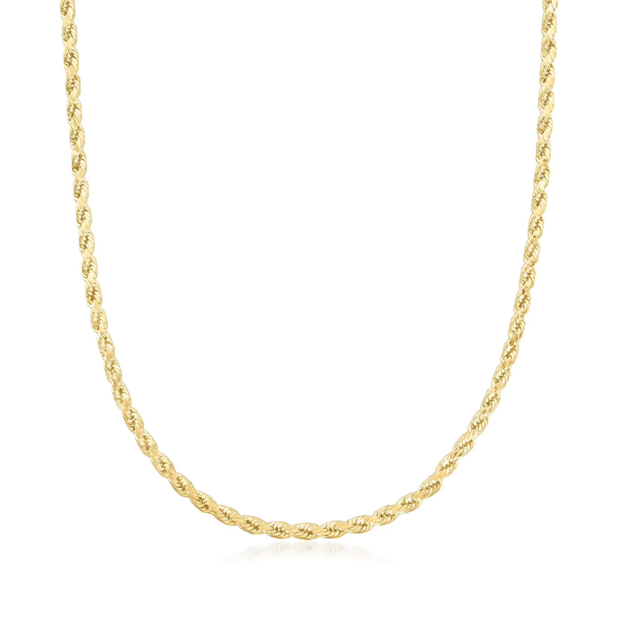 Canaria Men's 4mm 10kt Yellow Gold Rope Chain Necklace