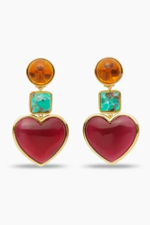 Candy Heart Triple Clip On Earrings