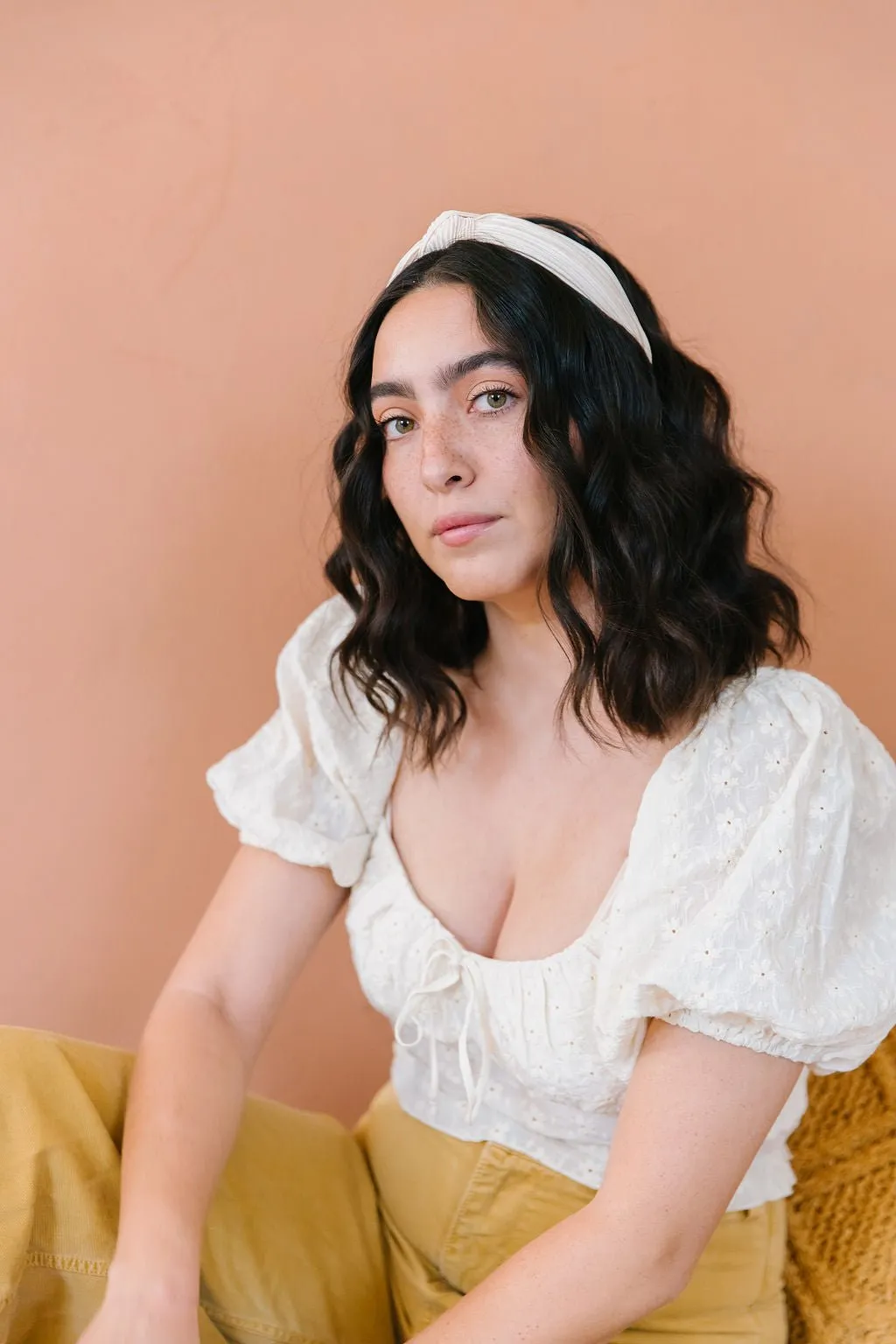Champagne Pleated Hard Headband Andi