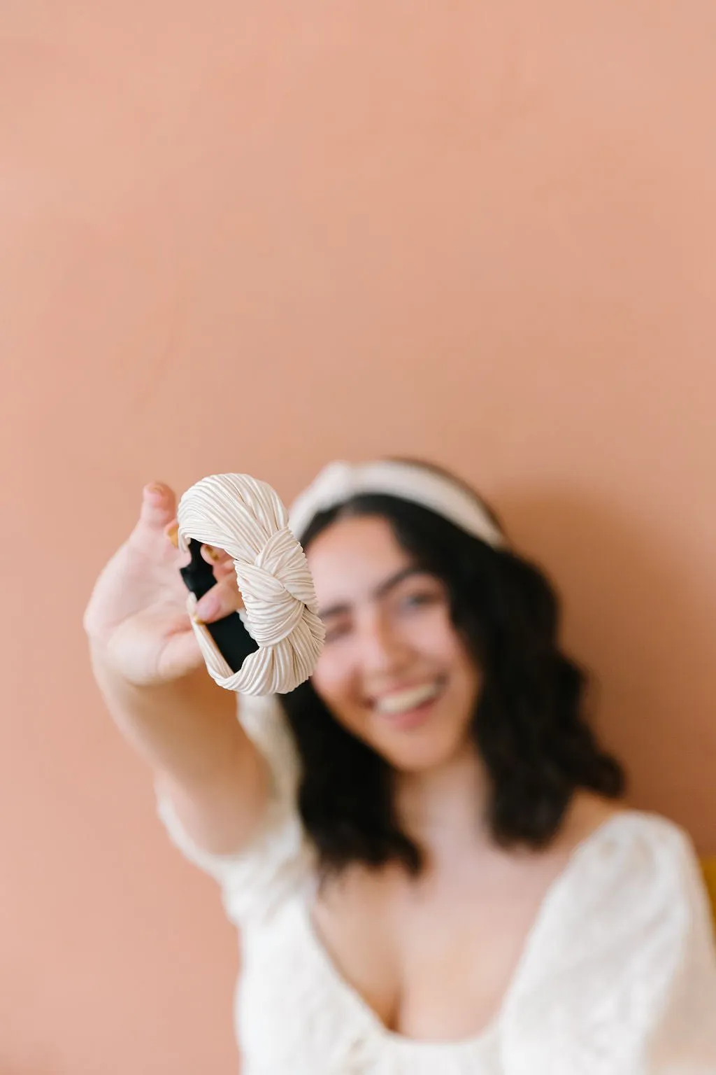 Champagne Pleated Hard Headband Andi