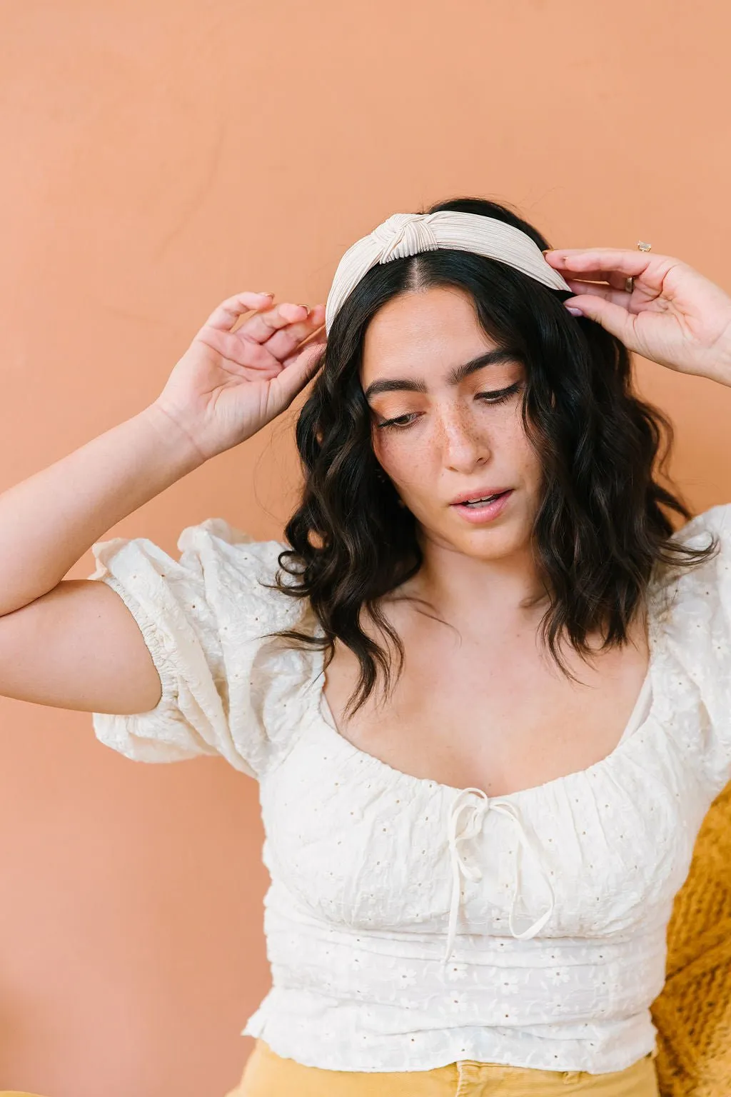 Champagne Pleated Hard Headband Andi