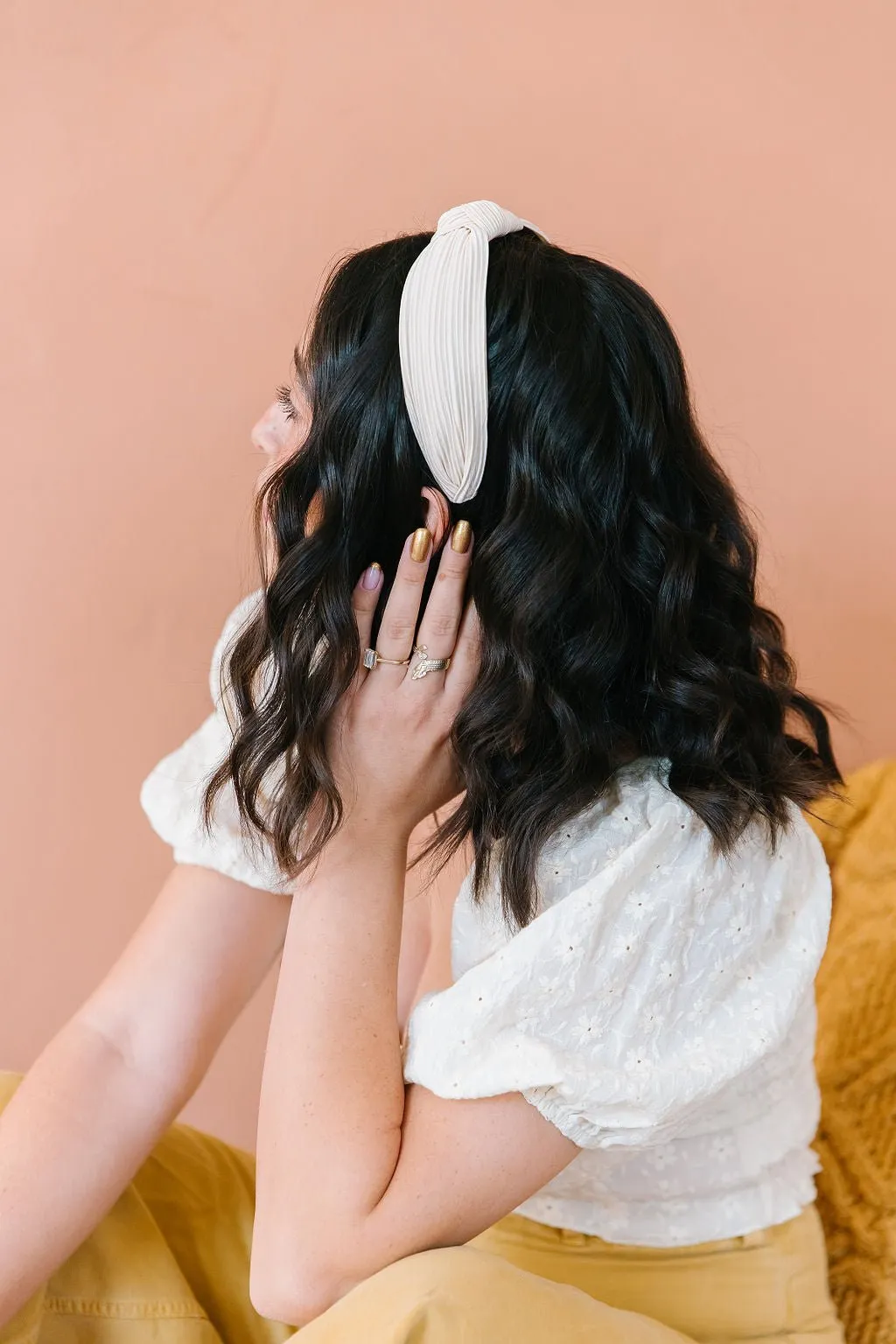 Champagne Pleated Hard Headband Andi