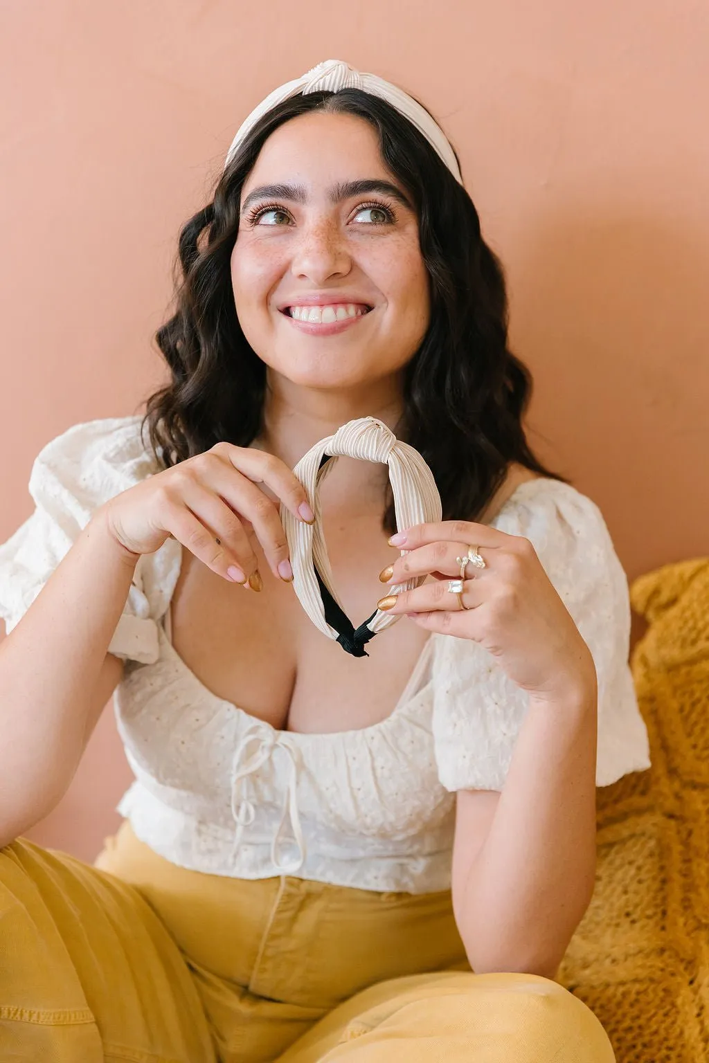 Champagne Pleated Hard Headband Andi