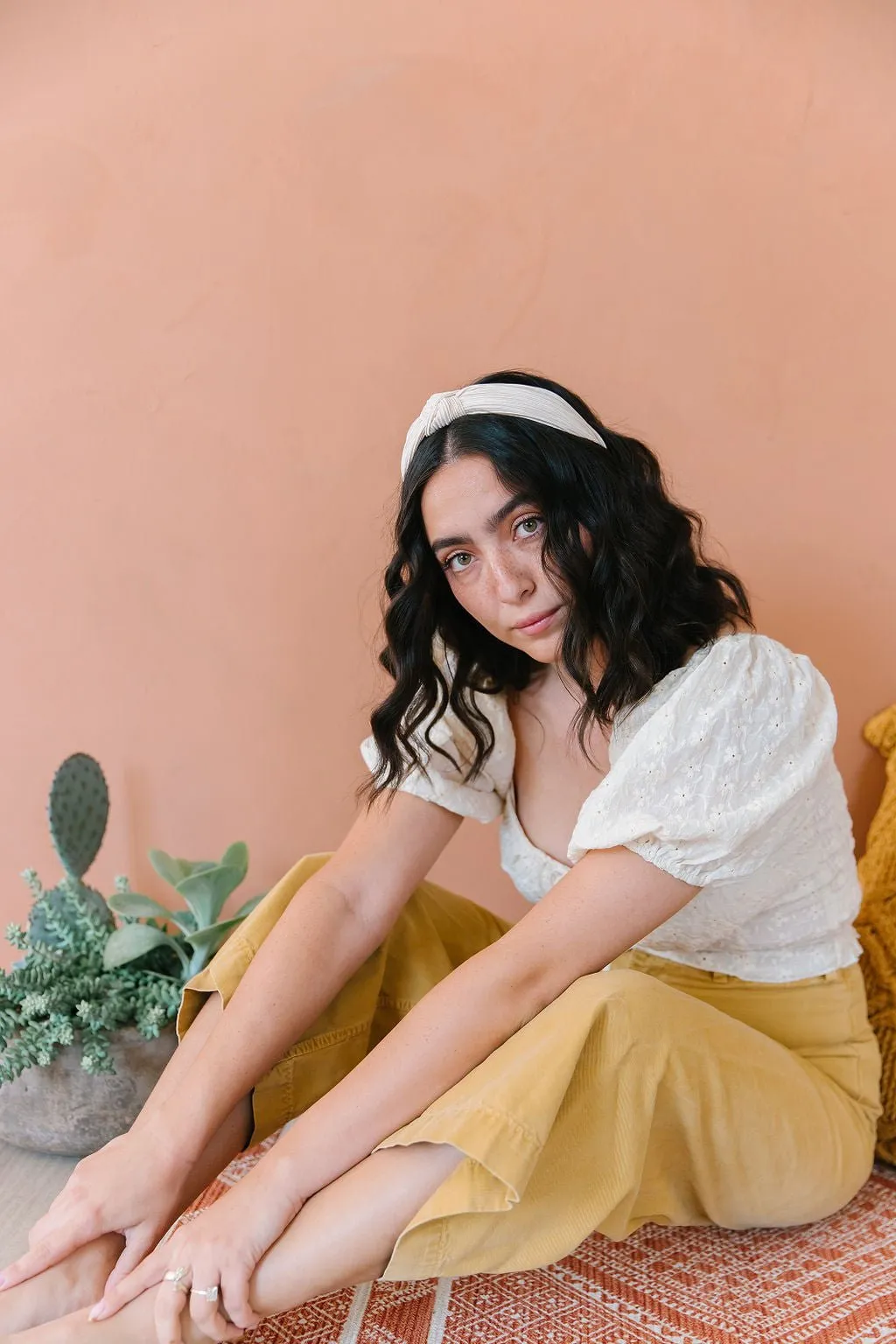 Champagne Pleated Hard Headband Andi