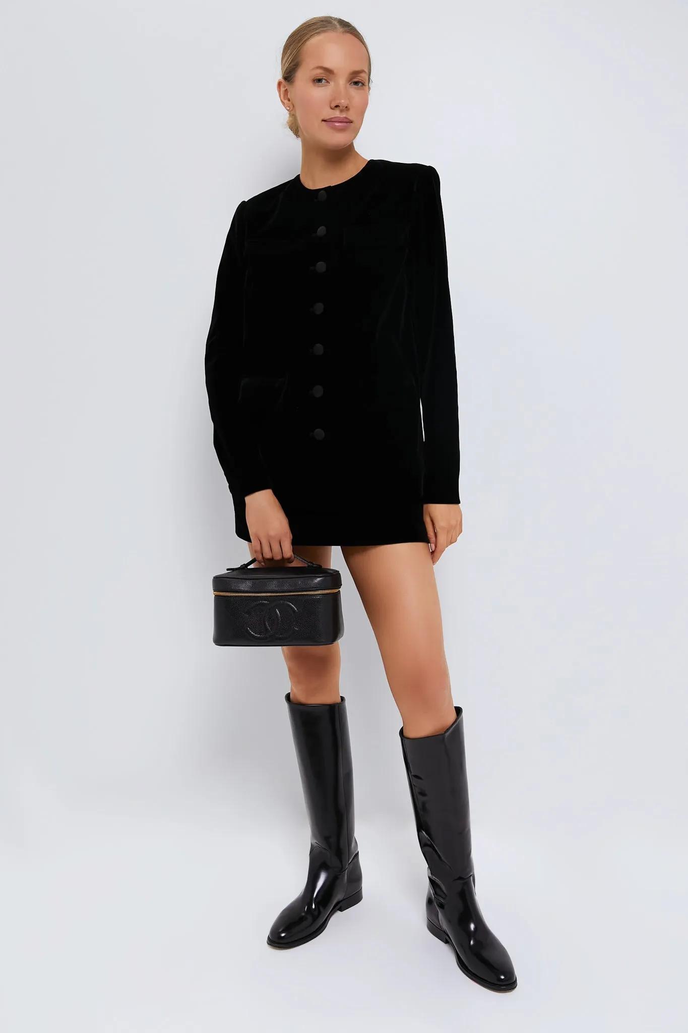 CHANEL Black Caviar Coco Mark Handbag