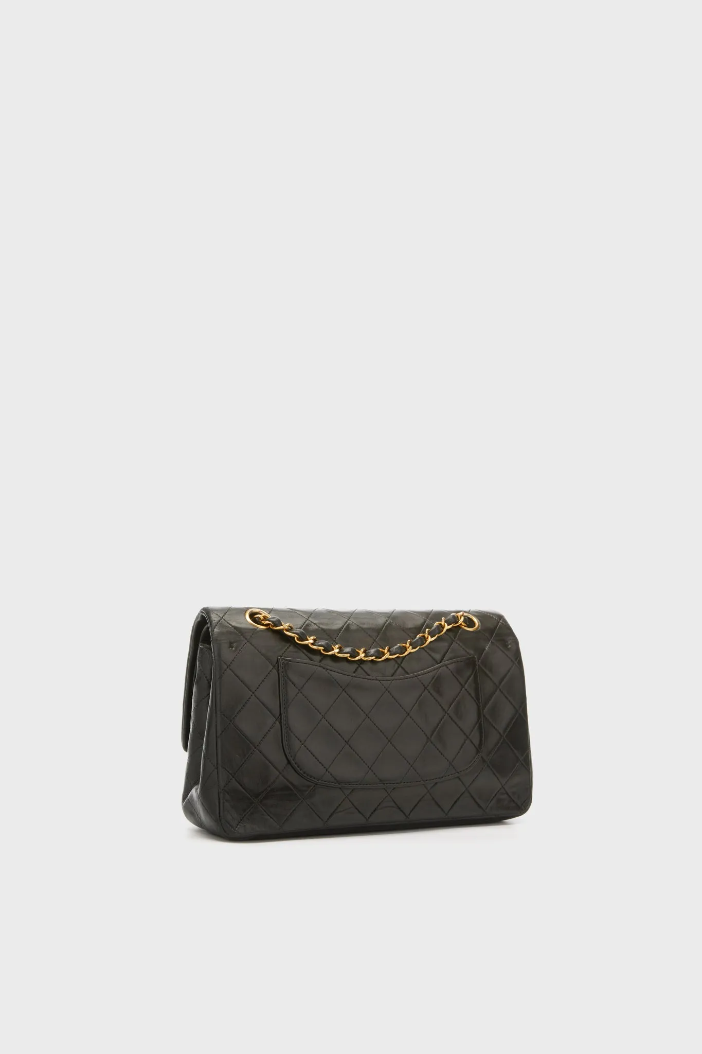 CHANEL Black Lambskin Medium Vintage Classic Double Flap Shoulder Bag