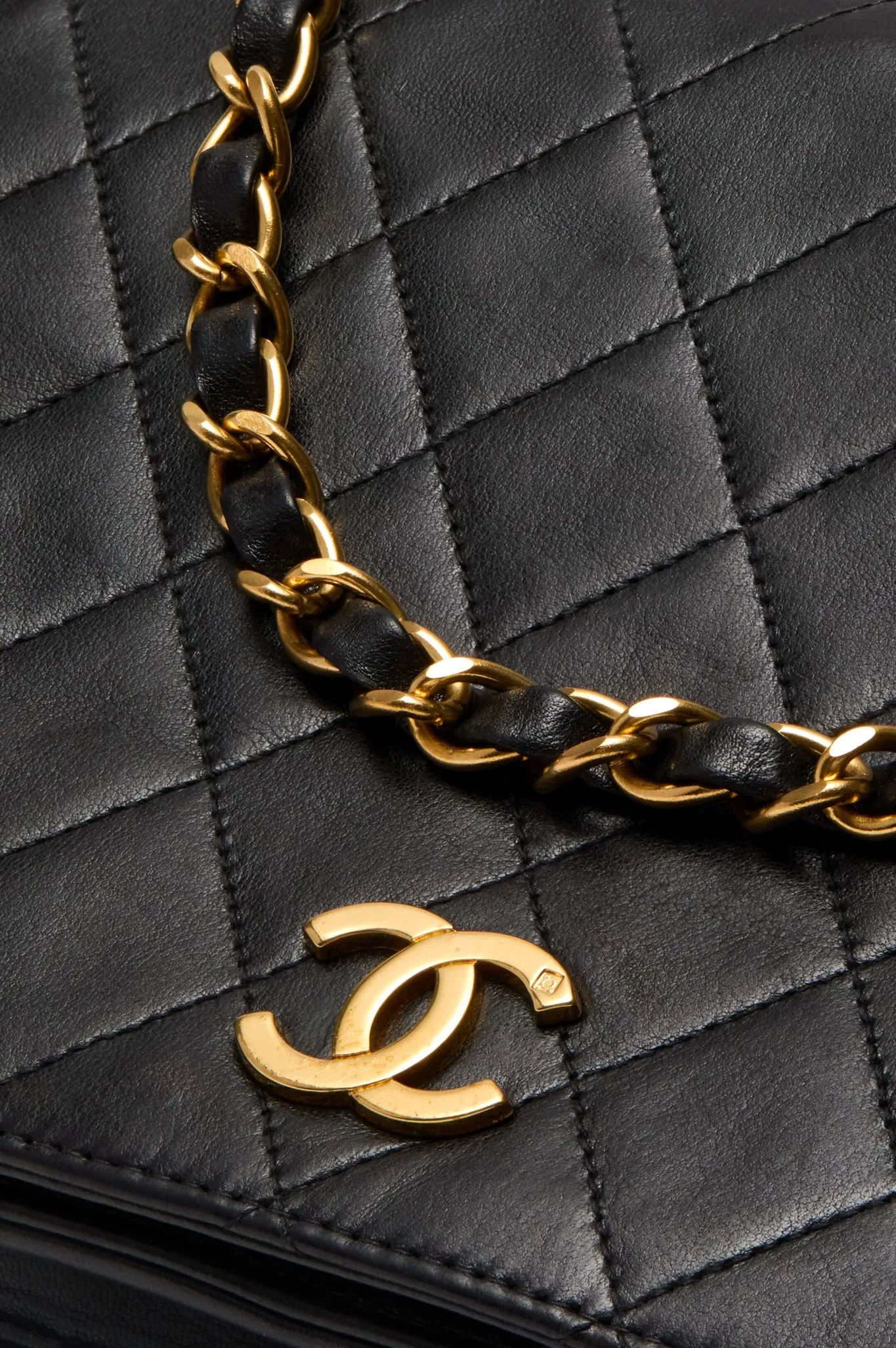 CHANEL Black Medium Vintage Quilted Lambskin Full Flap Bag