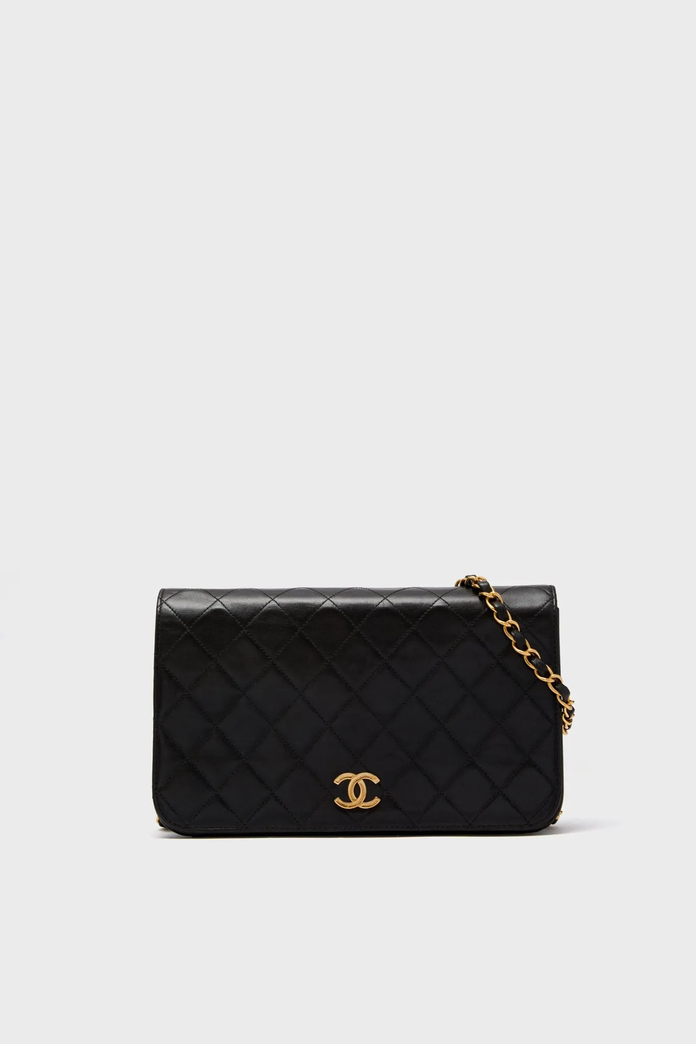 CHANEL Black Medium Vintage Quilted Lambskin Full Flap Bag