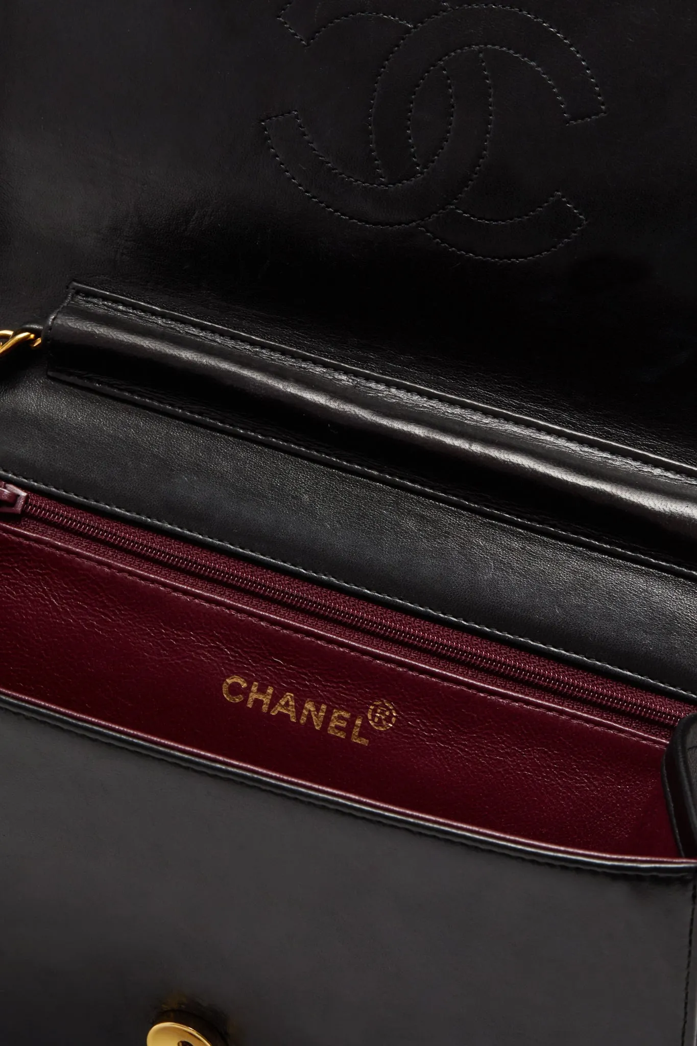 CHANEL Black Medium Vintage Quilted Lambskin Full Flap Bag
