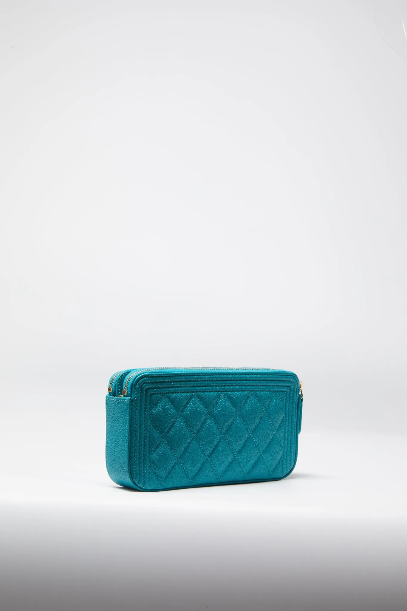 CHANEL Blue Caviar Boy Wallet On Chain