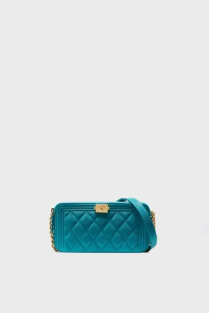 CHANEL Blue Caviar Boy Wallet On Chain