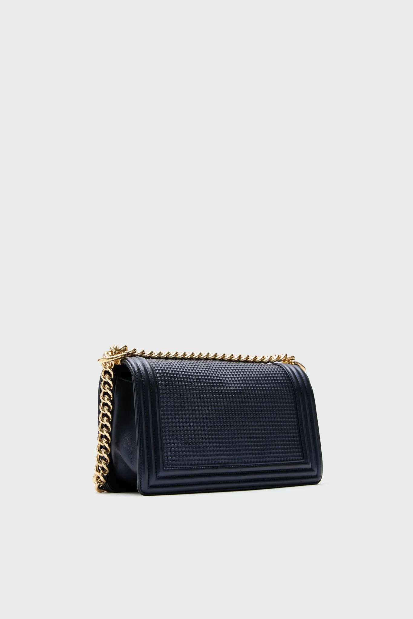 Chanel Boy Embossed Bicolor Shoulder Bag