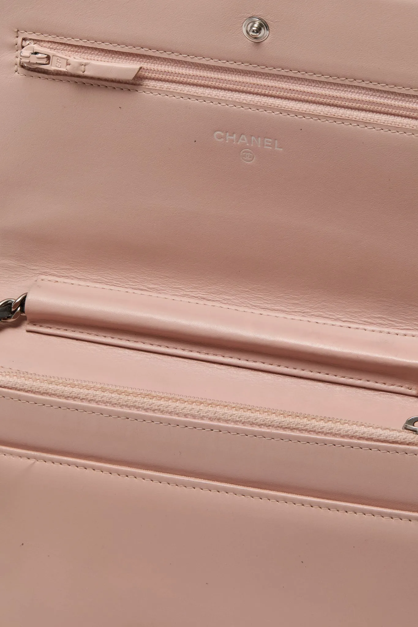 CHANEL Grey Wild Stitch Wallet on Chain