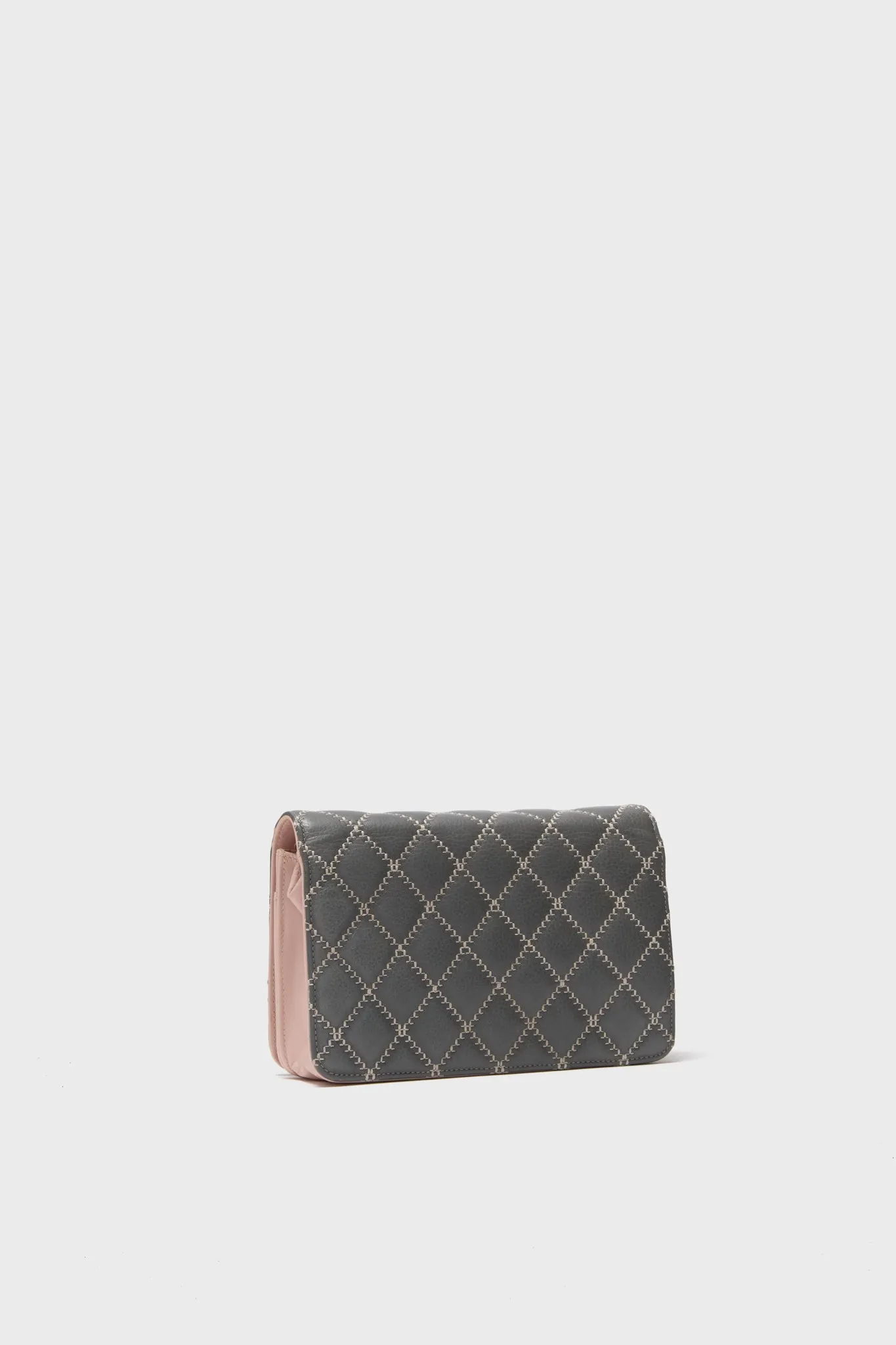 CHANEL Grey Wild Stitch Wallet on Chain