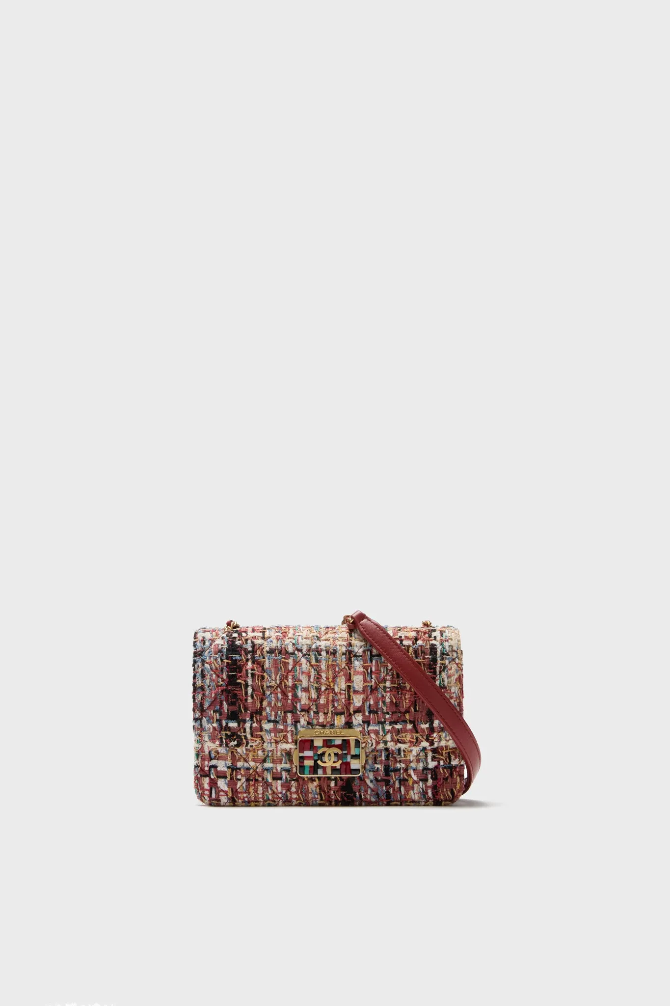 CHANEL Red Tweed Beauty Lock Flap Bag