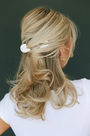 Chunky White Marble U-Shaped Hair Fork Andi