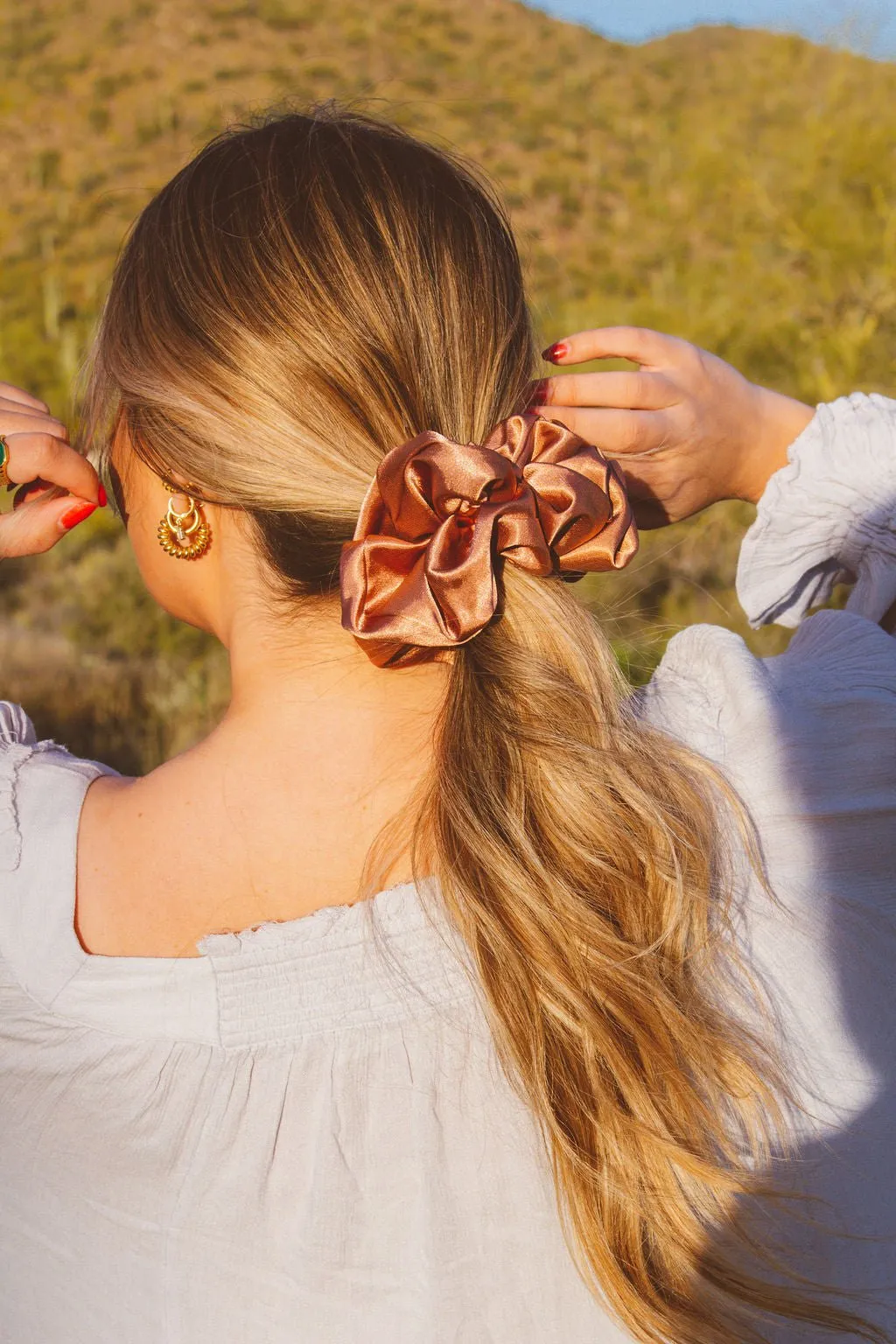 Clay Satin Jumbo Scrunchie Andi