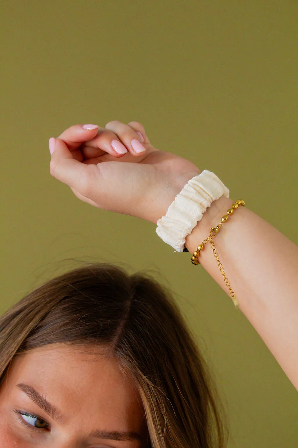 Cream Ruffle Scrunchie Watch Band Andi