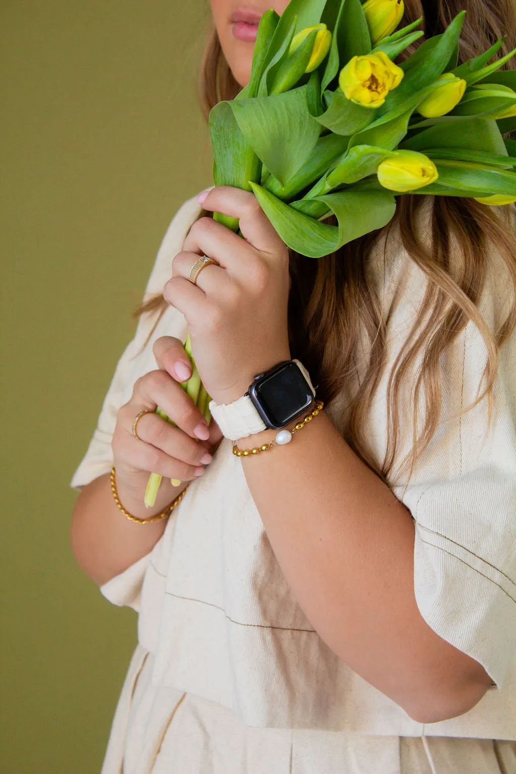 Cream Ruffle Scrunchie Watch Band Andi