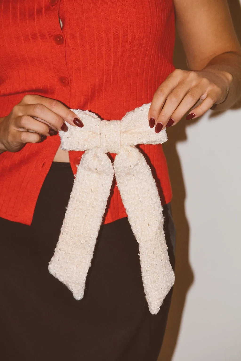 Cream Tweed Bow Andi