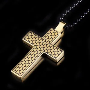 Crucible Gold Plated Geometric Stainless Steel Cross Pendant
