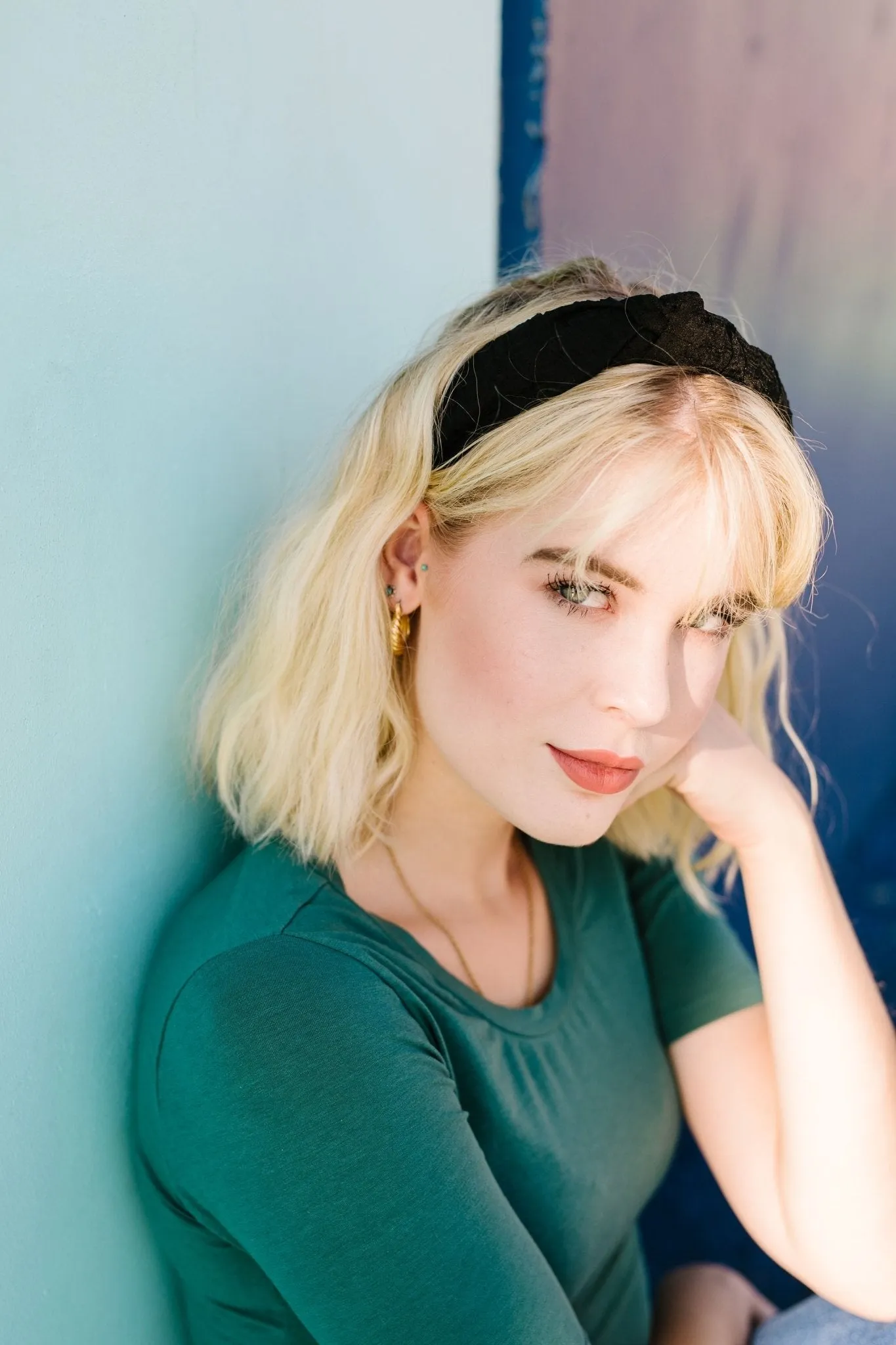 Crushed Cotton Headband in Black Andi
