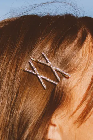 Crystal Crossed Bobby Pins 2-pack Andi