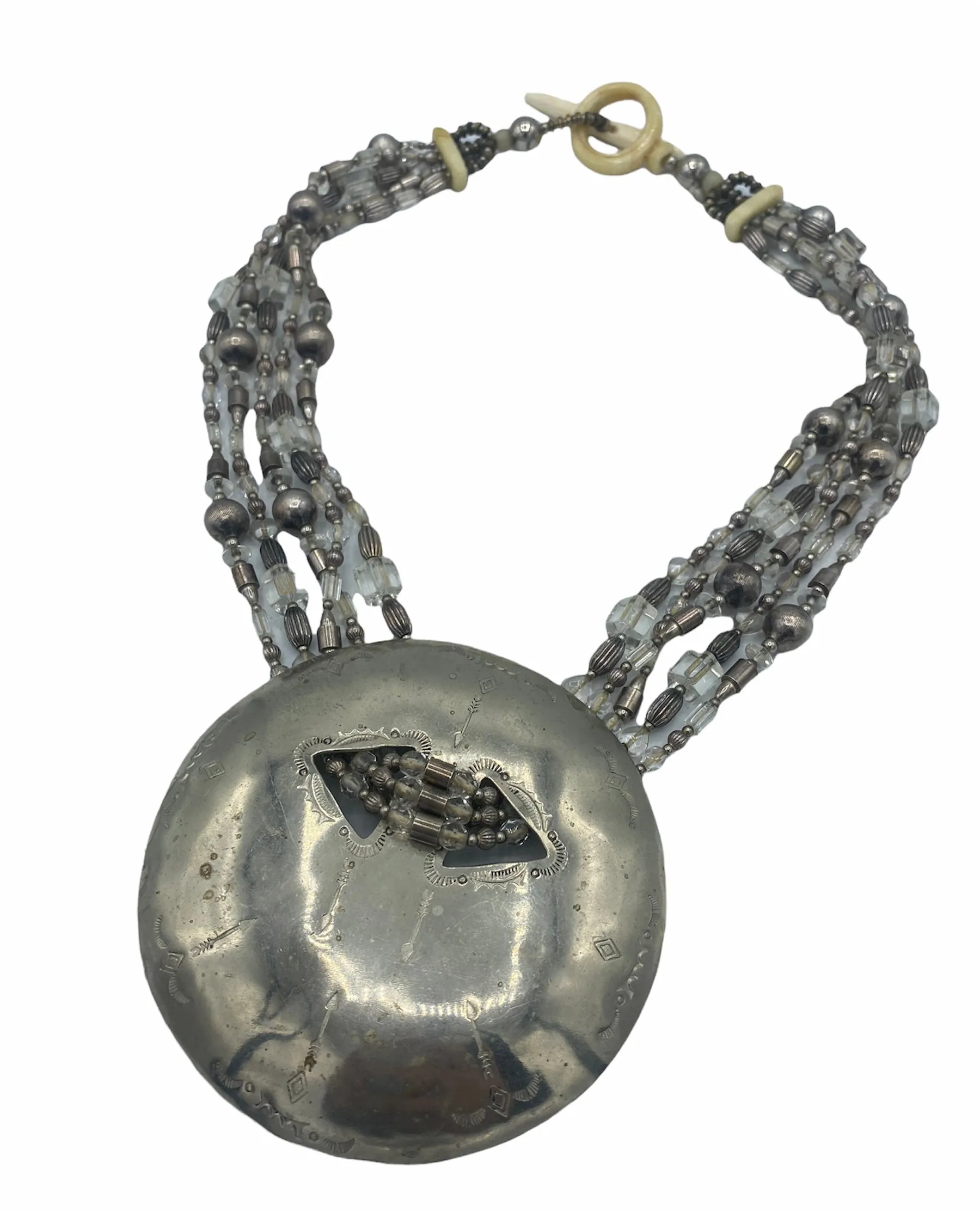 David Navarro 1970's Large Disc Multi-Strand Necklace