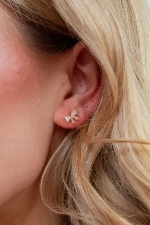 Delicate Crystal Bow Studs - Hypoallergenic Andi