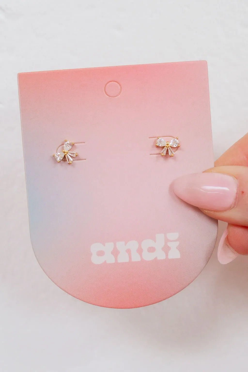 Delicate Crystal Bow Studs - Hypoallergenic Andi