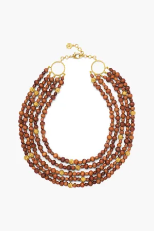 Earth Goddess Beads 5-Strand Necklace with Teak