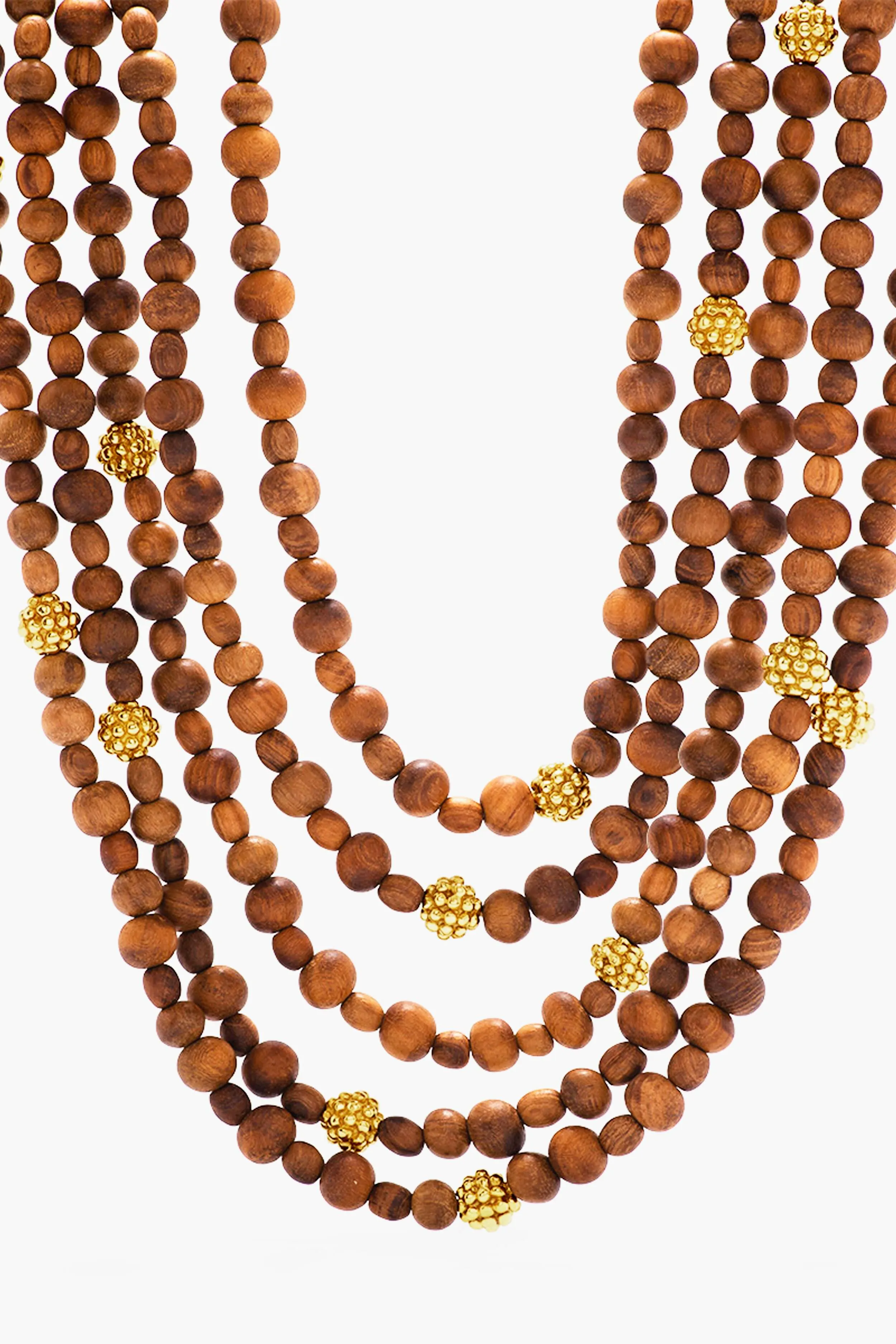 Earth Goddess Beads 5-Strand Necklace with Teak