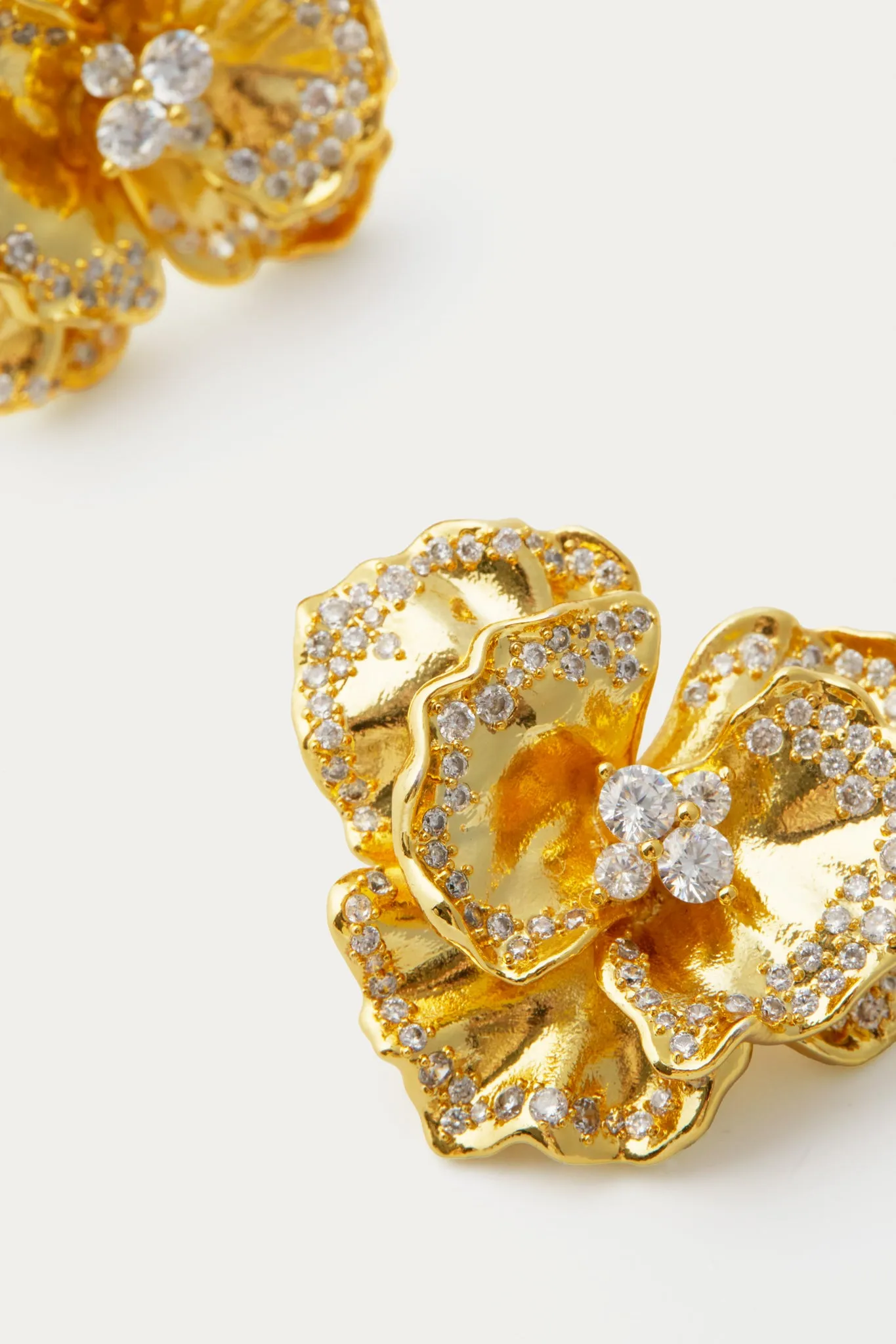 Embellished Golden Pansy Earrings