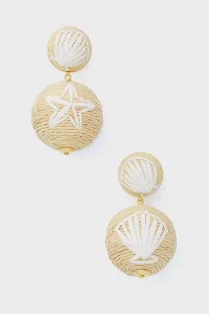 Embroidered Raffia Lantern Earrings