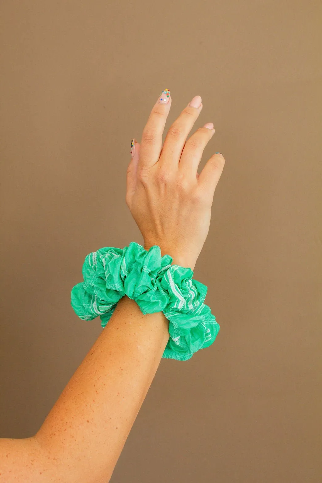 Emerald Stripe Jumbo Scrunchie Andi