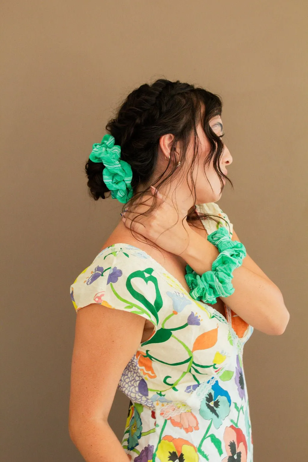 Emerald Stripe Jumbo Scrunchie Andi