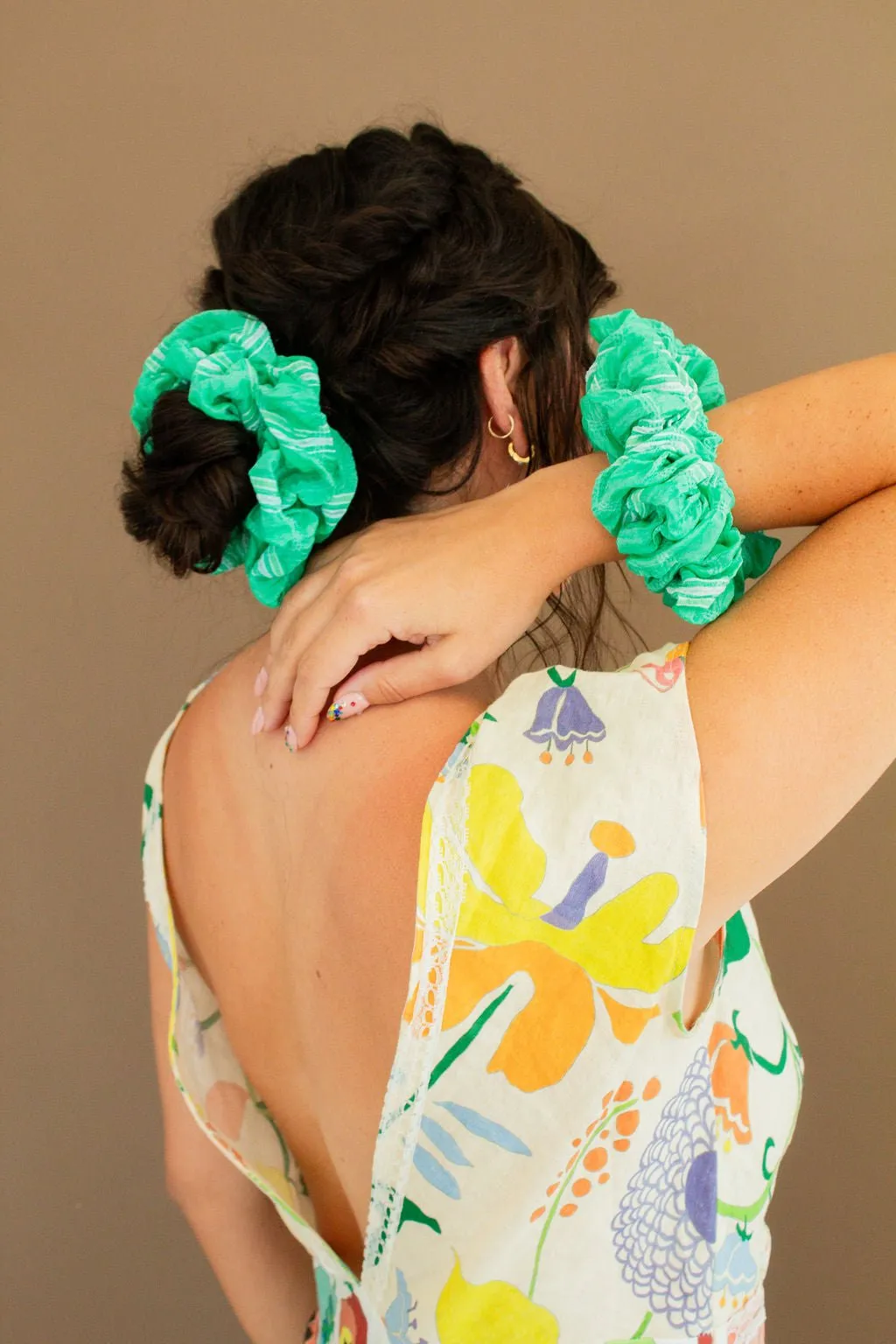 Emerald Stripe Jumbo Scrunchie Andi