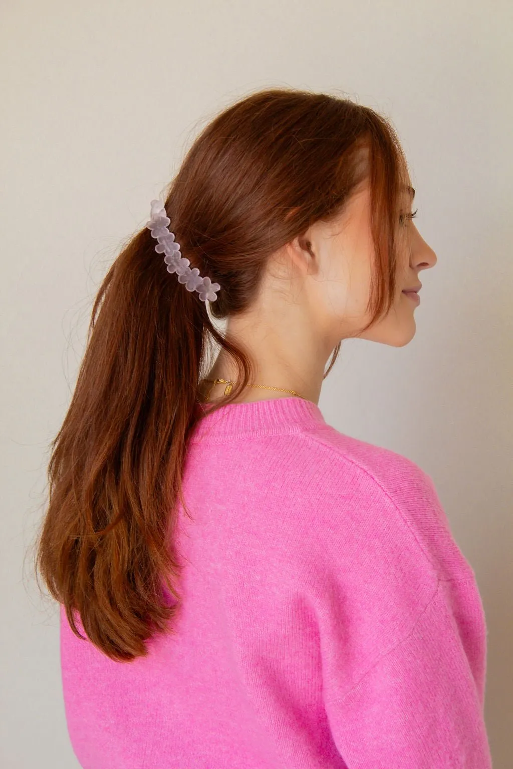 Frosted Pink Flower Banana Clip Andi