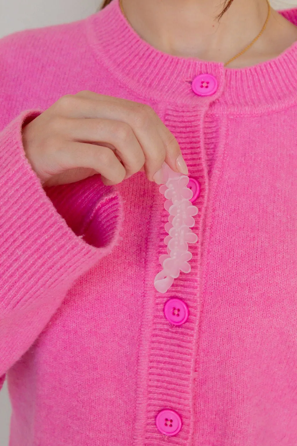 Frosted Pink Flower Banana Clip Andi