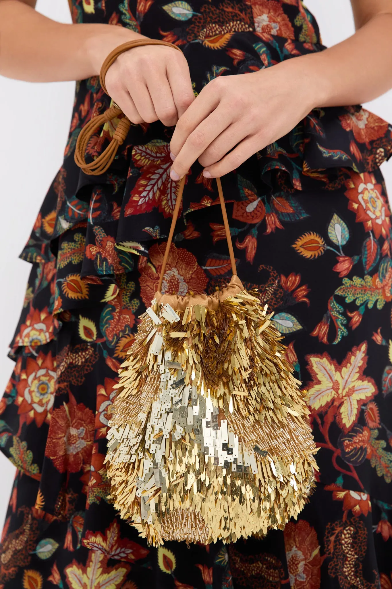 Gilt Celeste Paillette Drawstring Bag