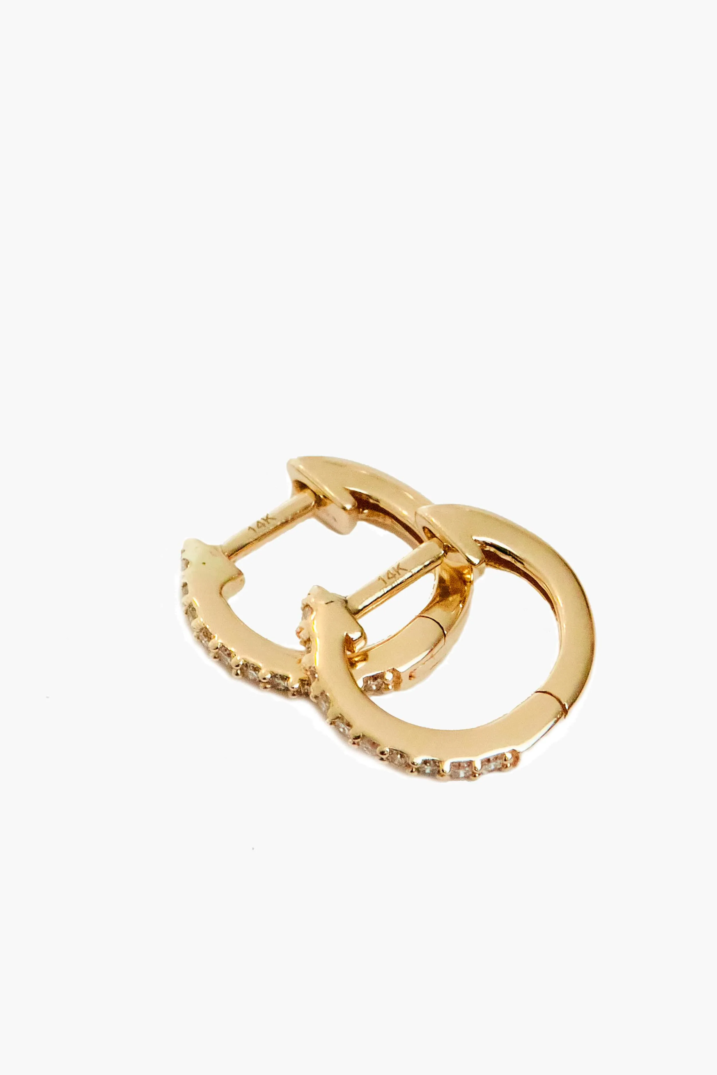 Gold and Pave Diamond Huggies