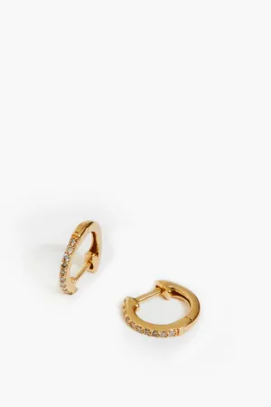 Gold and Pave Diamond Huggies