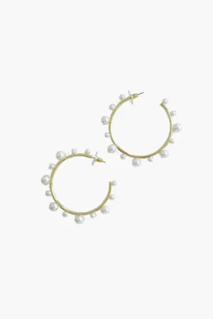 Gold And Pearl Hoop Earrings