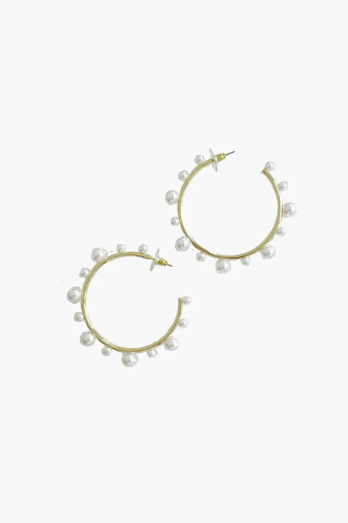 Gold And Pearl Hoop Earrings