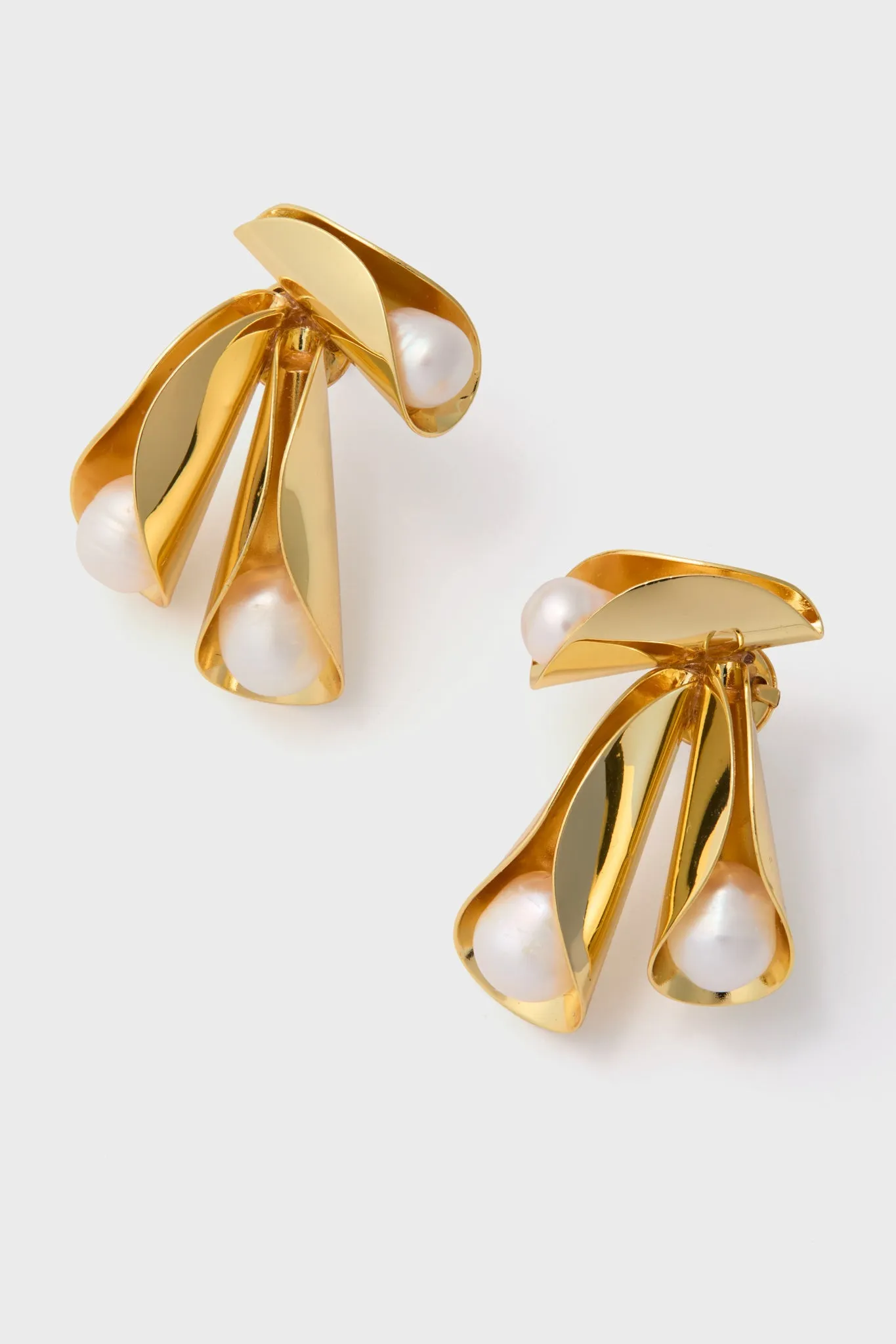 Gold and Pearl Tressa Earrings