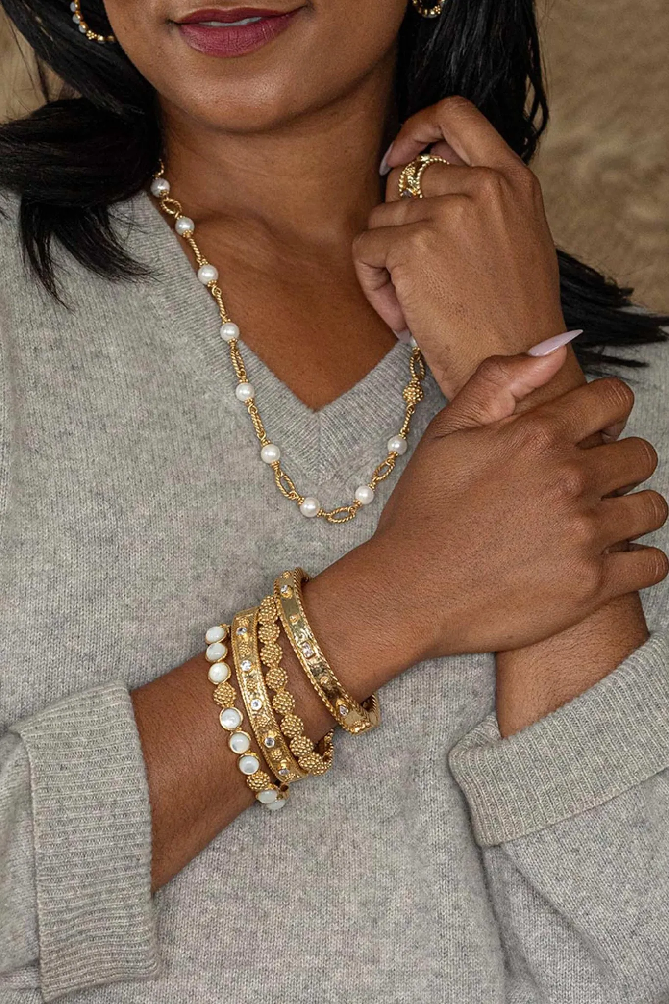 Gold Berry Eternity Hinged Bangle