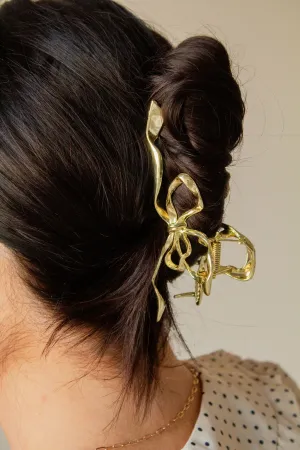 Gold Bow Squiggle Claw Clip Andi