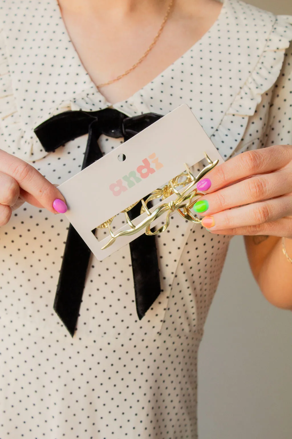 Gold Bow Squiggle Claw Clip Andi