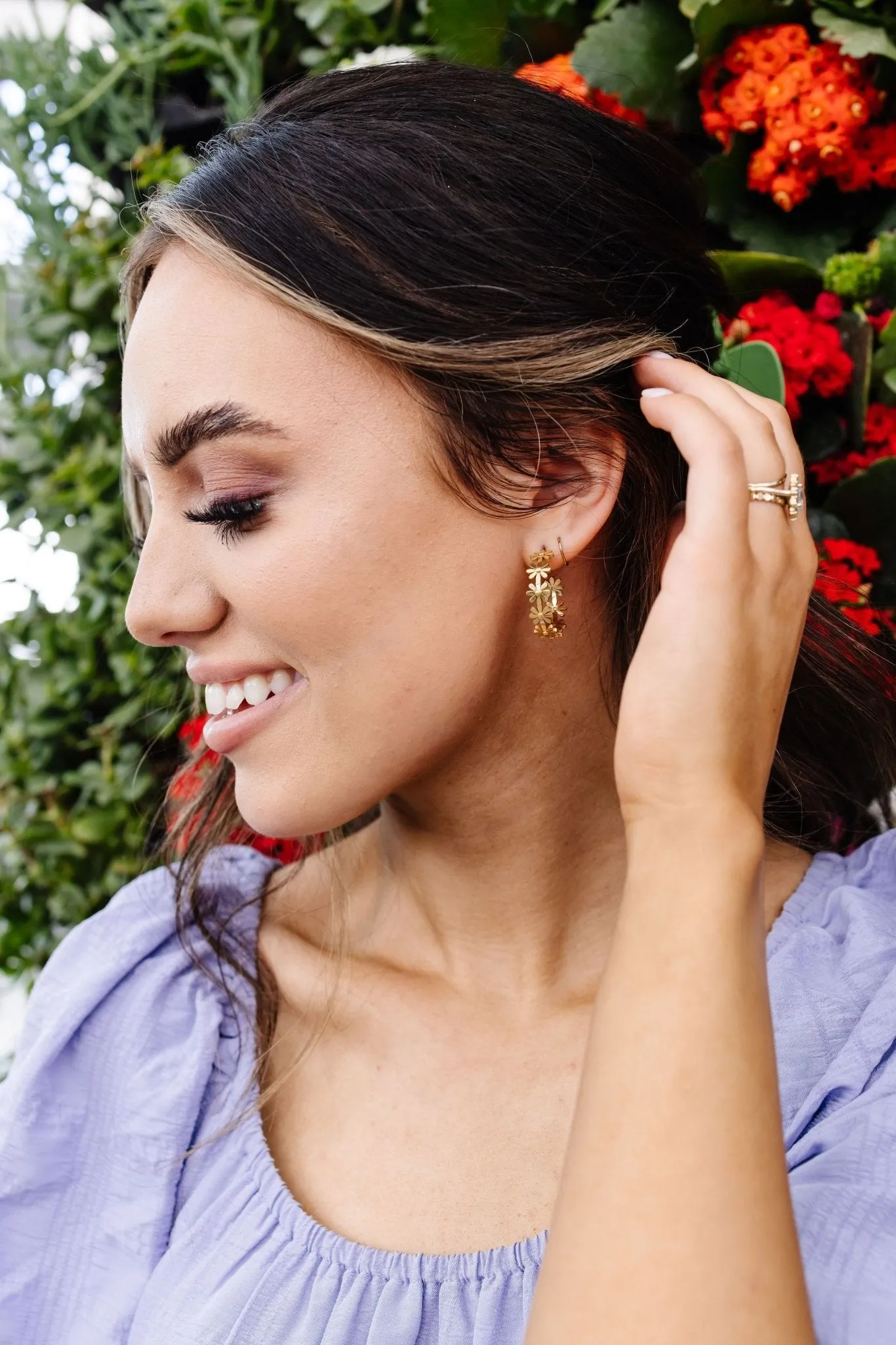 Gold Daisy Hoops - Hypoallergenic Andi